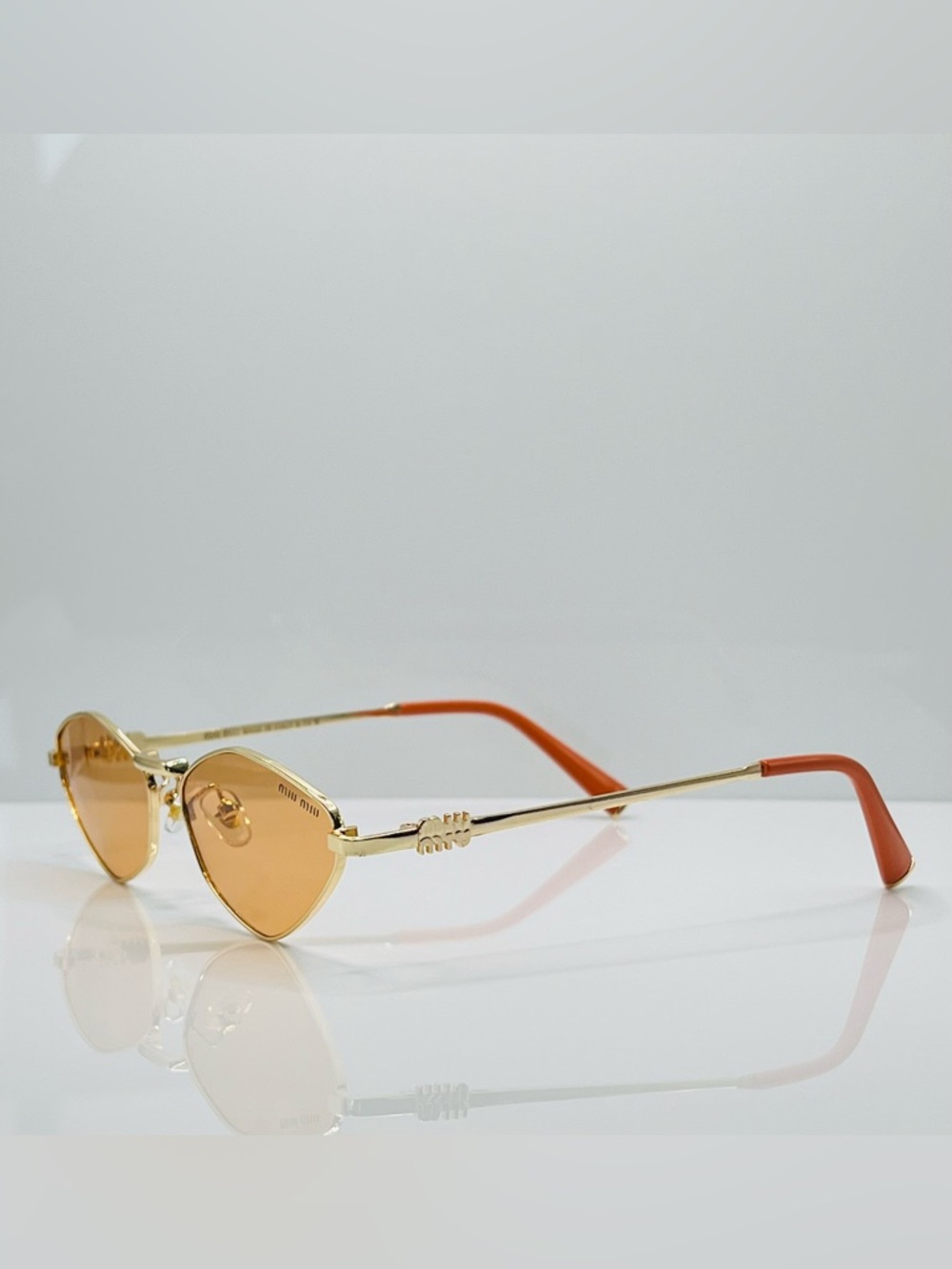 MIU MIU Gold Geometric Honey Tint Sunglasses - Full Set - Picture 3 of 7